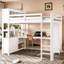 Lit mezzanine multifonctionnel classique en pin massif blanc classique avec garde-robe, bureau, armoire et bibliothèque intégrés Classic-129462921