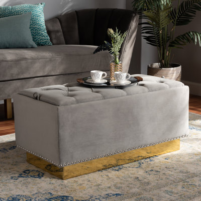 88.9cm Wide Tufted Rectangle Solid Colour Standard Ottoman with Storage