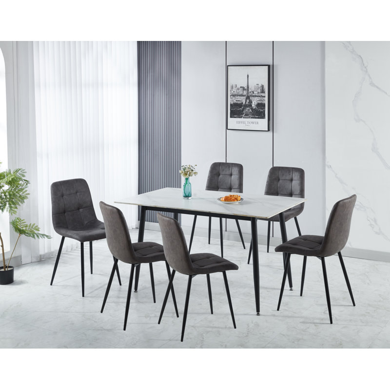 Deitrick Dining Set (6-Seater Set), Grey