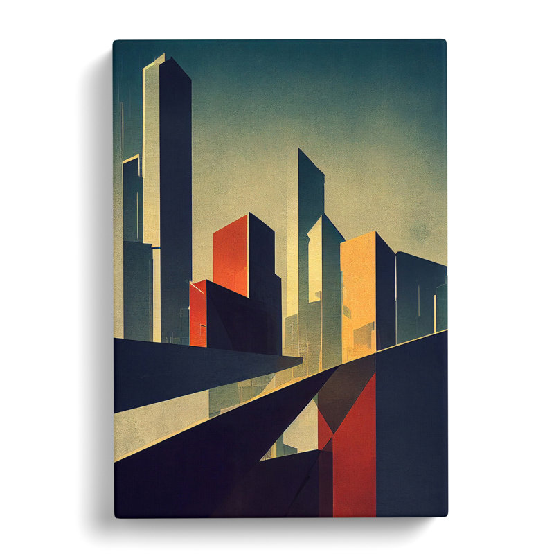 Angular City Skyline Abstract - Wrapped Canvas, 50cm H x 35cm W x 3cm D