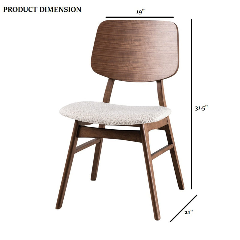 Chaise d'appoint Mid-Century moderne 2 pièces avec siège rembourré et pieds inclinés à dossier courbé