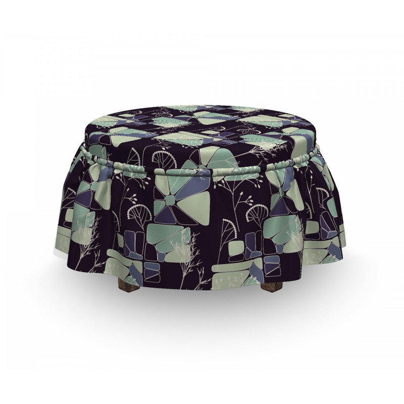 Ensemble de housse pour repose-pieds à coussins carrés 2 pièces floral