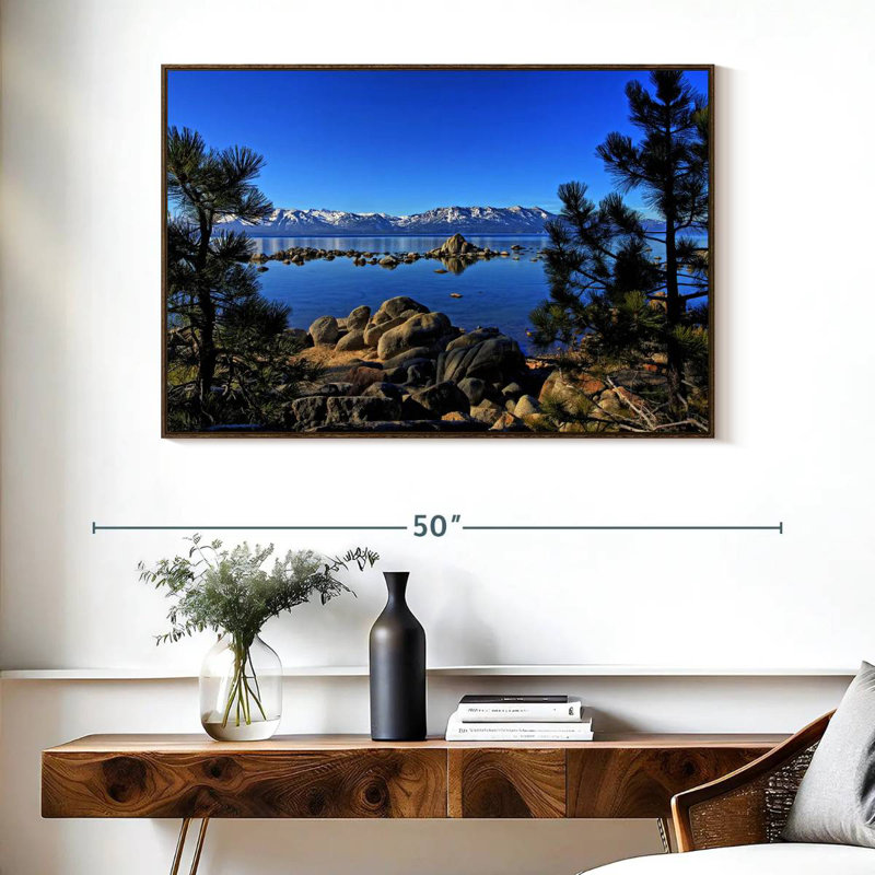 Lac Tahoe depuis l'anse Zephyr, Cadre flottant en noyer, 40 po x 27 po