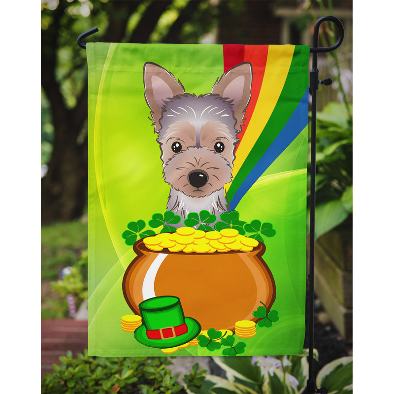 Drapeau de jardin Arella St. Patrick's, Yorkie (gris et beige)