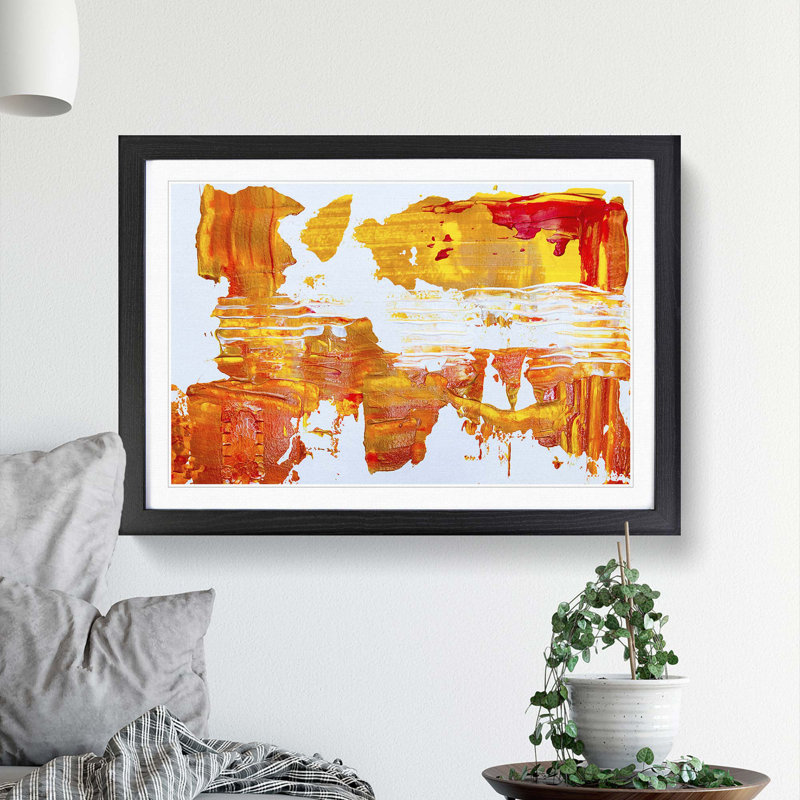 Abstract Art Painting Vol.87 by S.Johnson - Picture Frame Painting Print, 62cm H x 87cm W x 2cm D, Black Framed