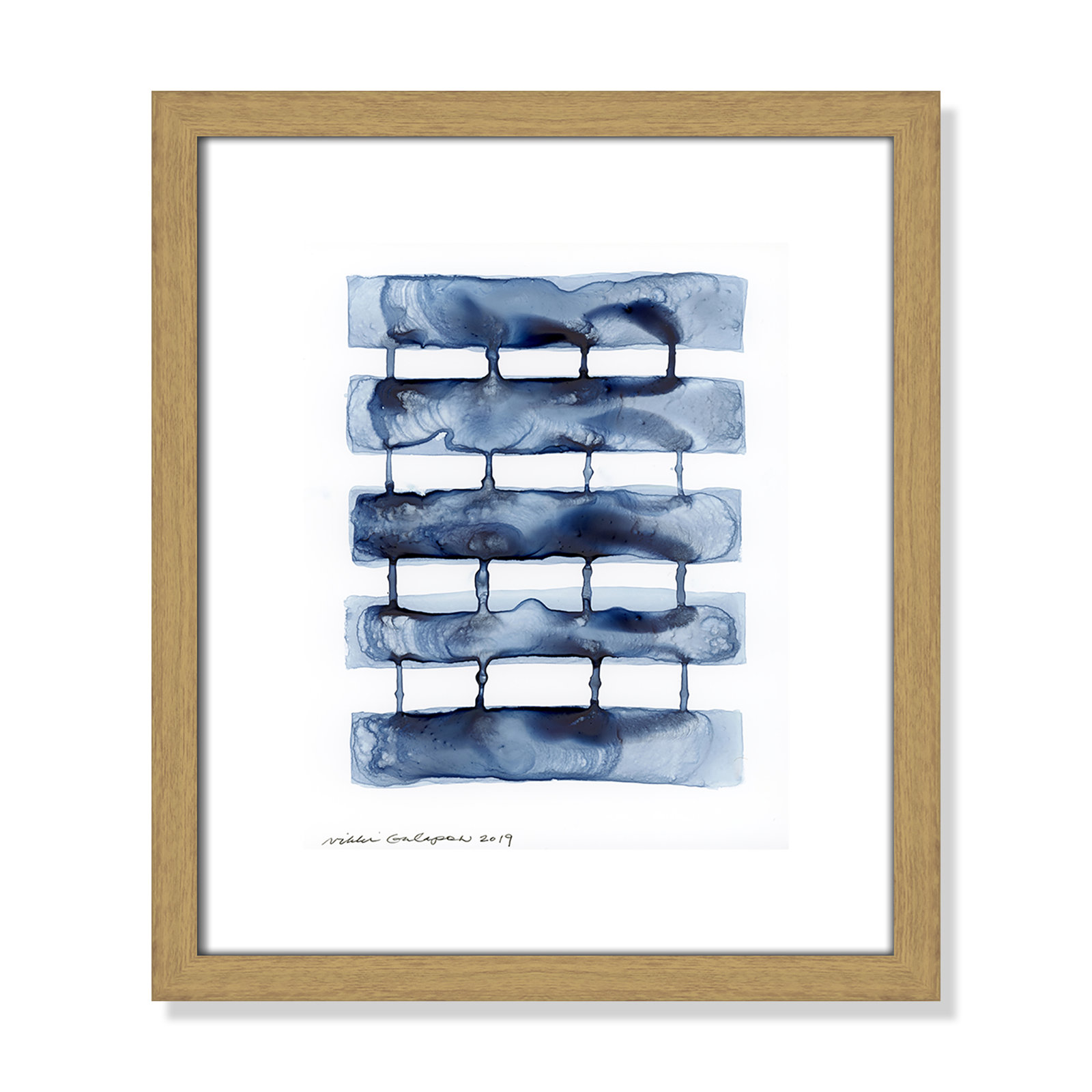 15" H x 13" W x 0.75" D, Beige Wood Framed Paper