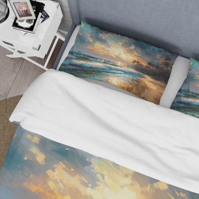 Ensemble de housse de couette en microfibre / polyester Green and Blue Coastal Escapes Bedding