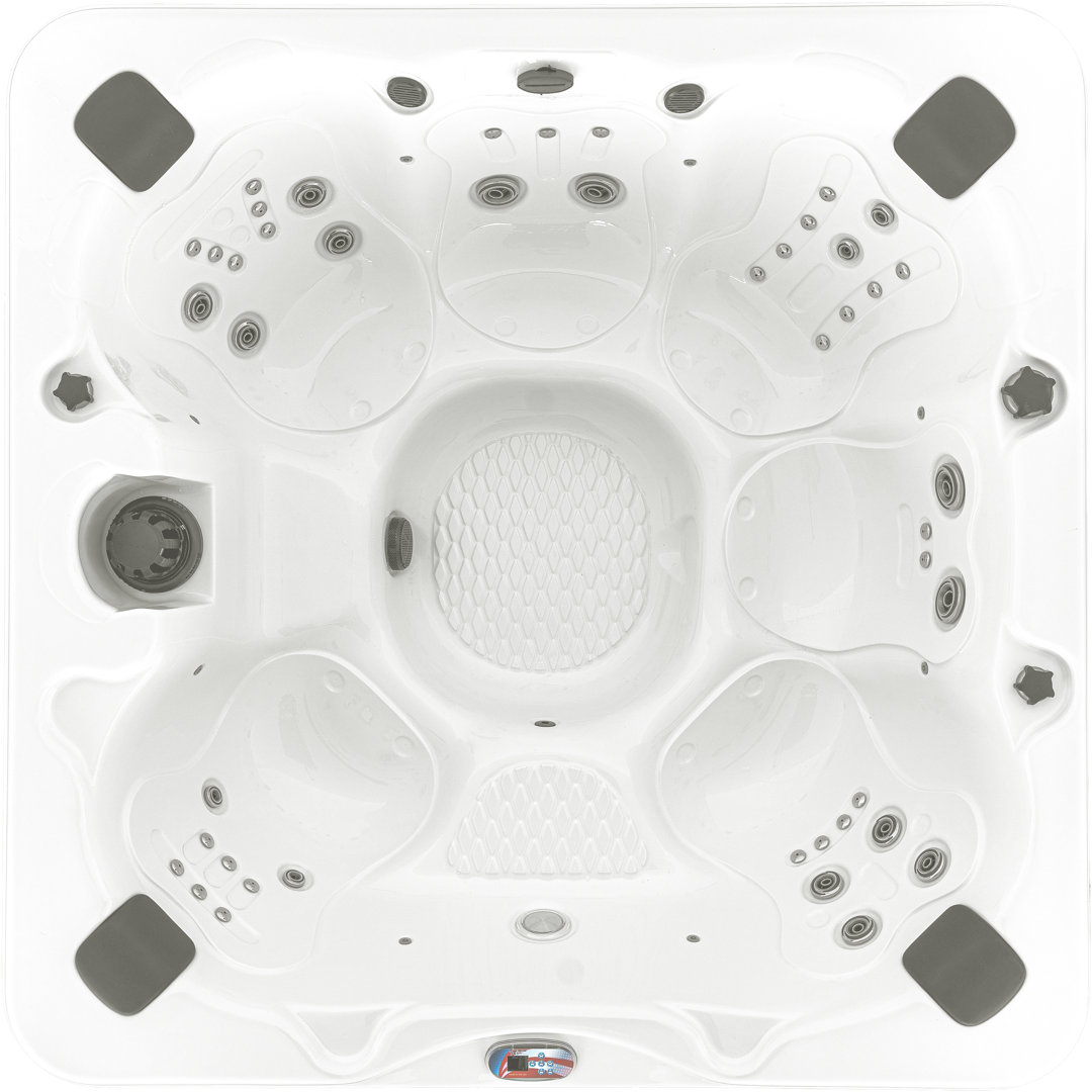 American Spas 7-Person 45-Jet Acrylic Square Hot Tub with Ozonator in Smoke American Spas Exterior
