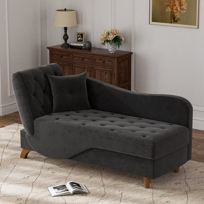 Chaise longue rembourrée en velours Acotas