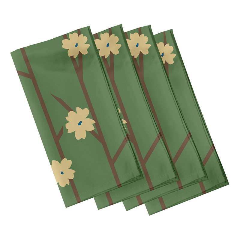 Ensemble de serviettes 4 pièces Brainard, L 18 po x L 18 po, Vert / jaune