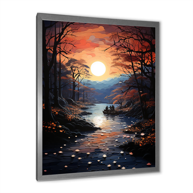 «Winters River Papercut I», impressions sur toile, H 44 po x l 34 po x P 1,5 po, Cadre simple argenté