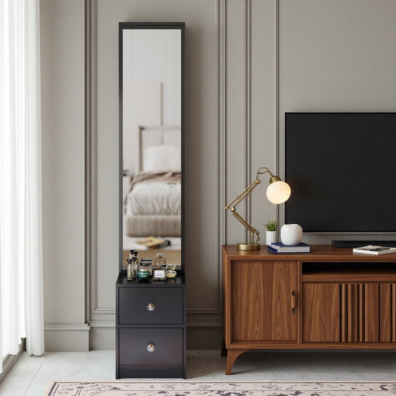 Simple Stylish Dressing Mirror Cabinet, Full Body Mirror Cabinet, Extra Large Mirror, Multi Layer High Capacity Storage, Use Alone Or In Conjunction With Vanity