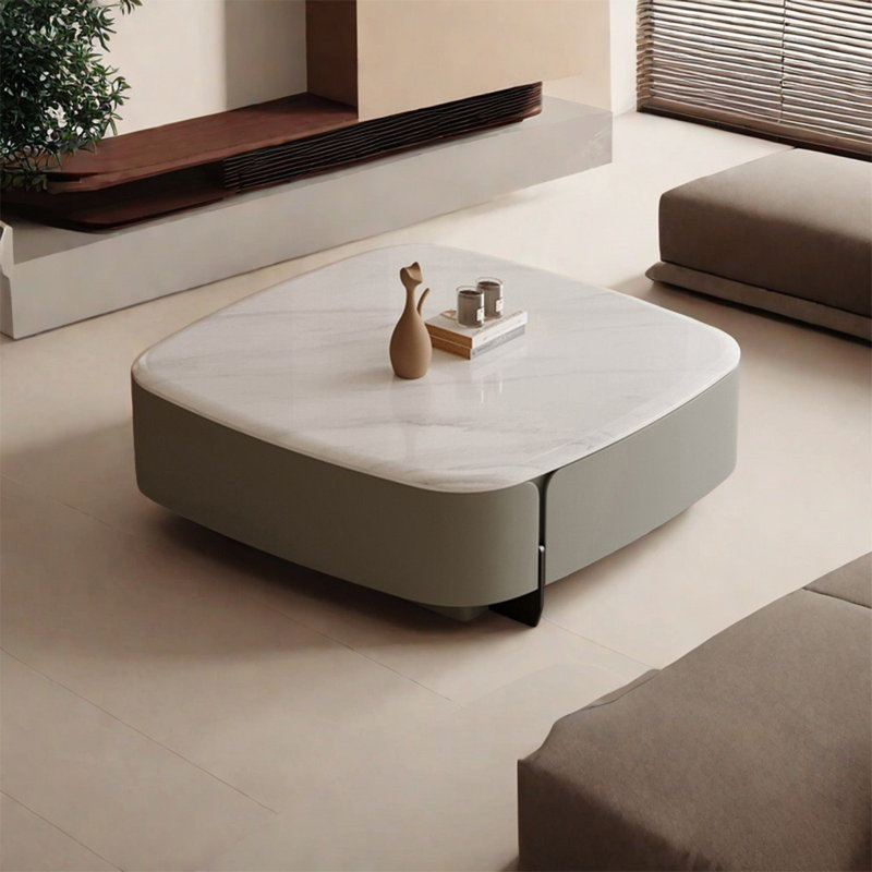 Square storage microcrystalline stone coffee table