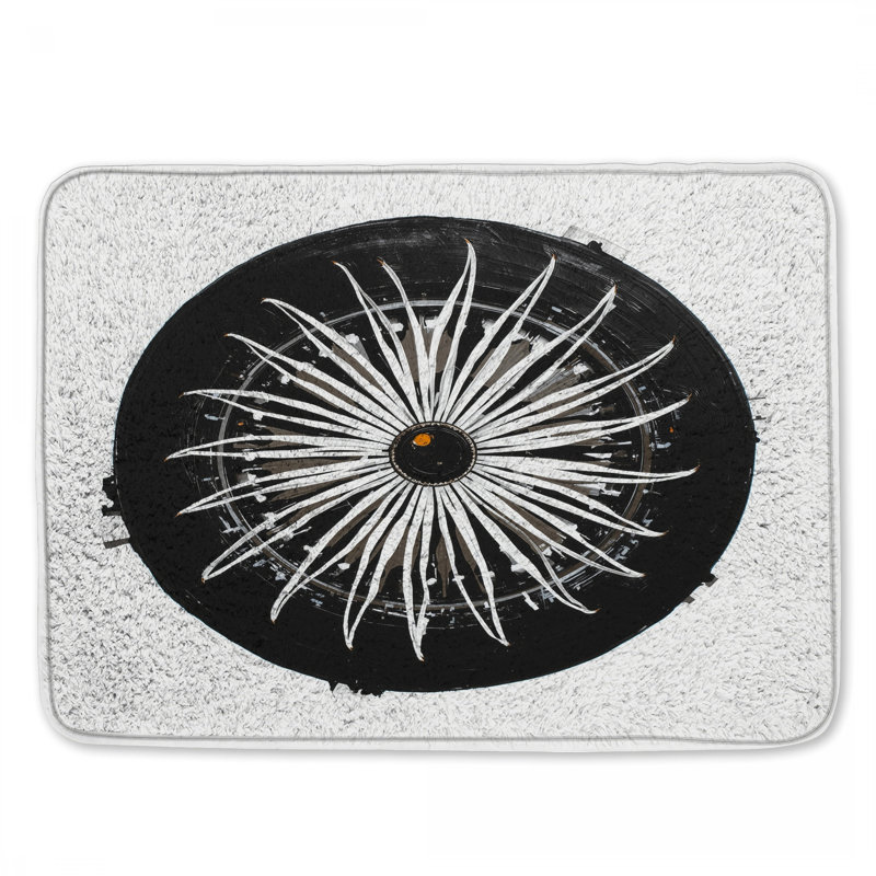Tapis de bain monochrome abstrait circulaire, L 24 po x L 17 po
