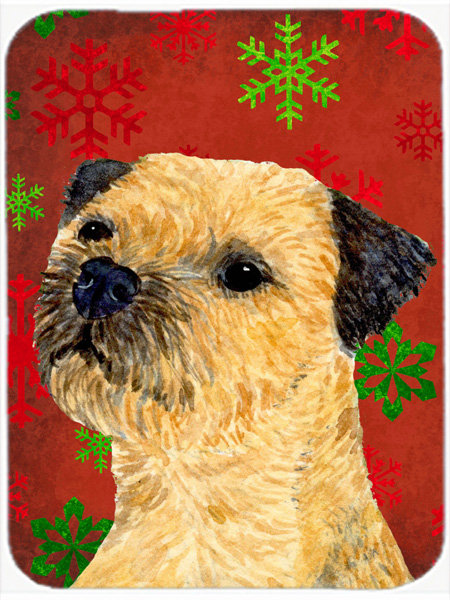 Planche à découper en verre terrier rebord de vacances Ashlynn, Rouge / Vert