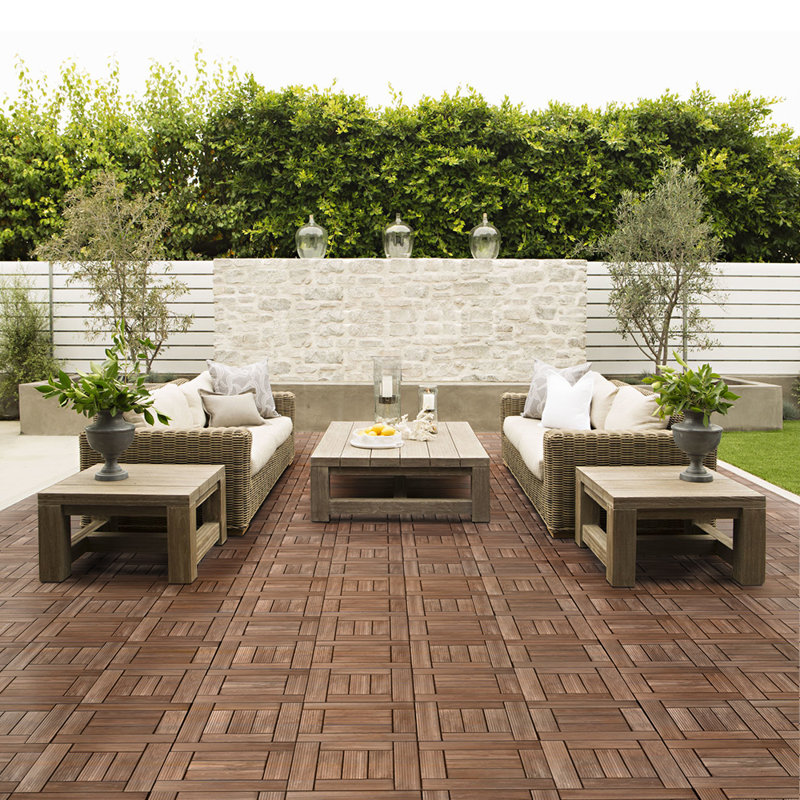 30cm L x 30cm W Interlocking Wood Deck Tile, Brown