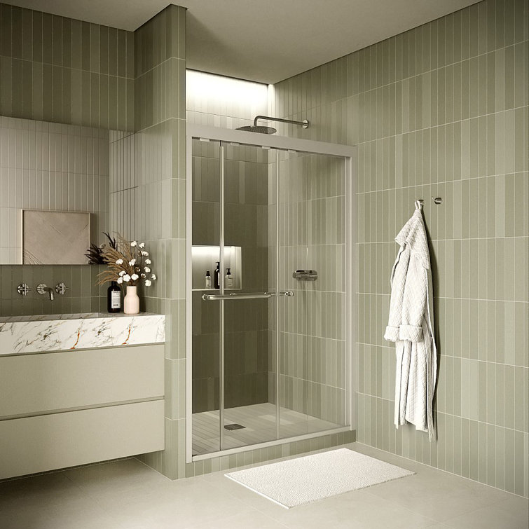 Alcantra 48" x 74" Framed Sliding Shower Door with CrystalTech Treated 5/16" Tempered, Clear Glass