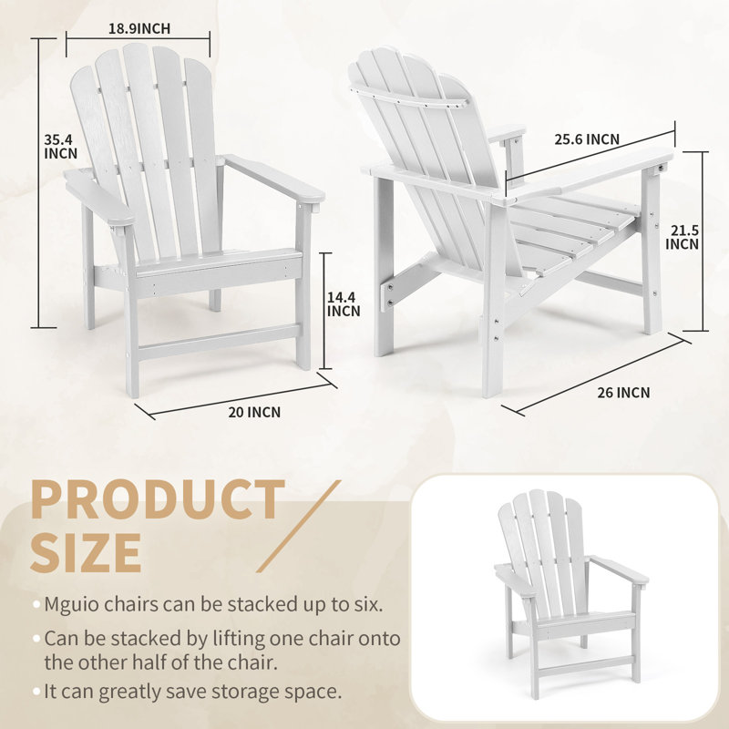 Chaise Adirondack empilable en PEHD Zawadi, Blanc, 1