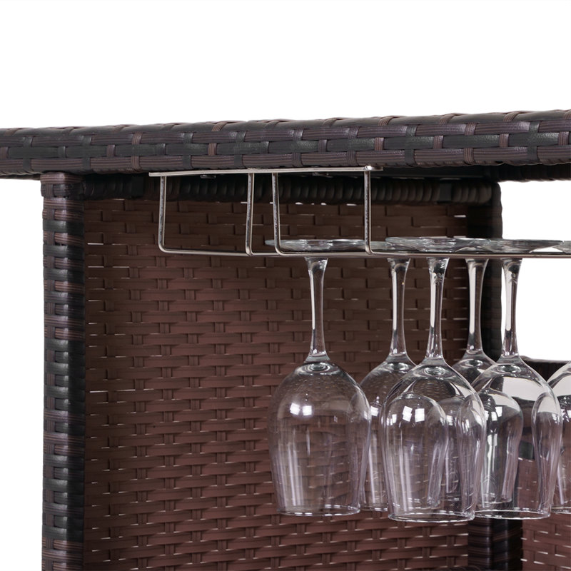 Outdoor Wicker Bar Table, A Square Rattan Bistro Bar Table With A Storage Rack, Suitable For Patios, Gardens, Poolside Areas, Balconies And Backyards.