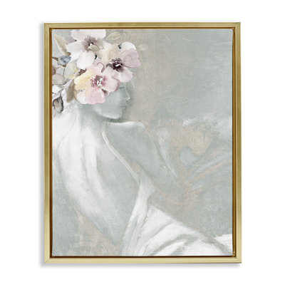 «Chic Floral Woman», art mural encadré sur toile flottante par Carol Robinson