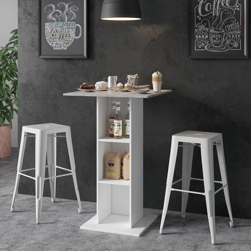 Visser Dining Table, White/Concrete