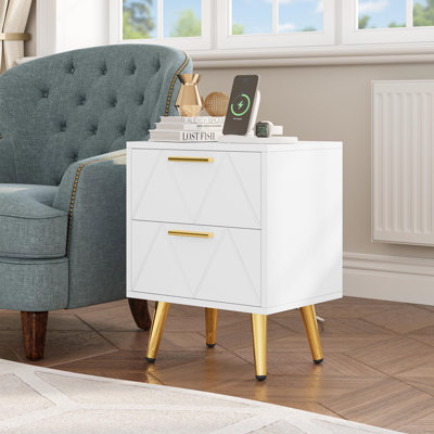 40cm W Metal Bedside Table