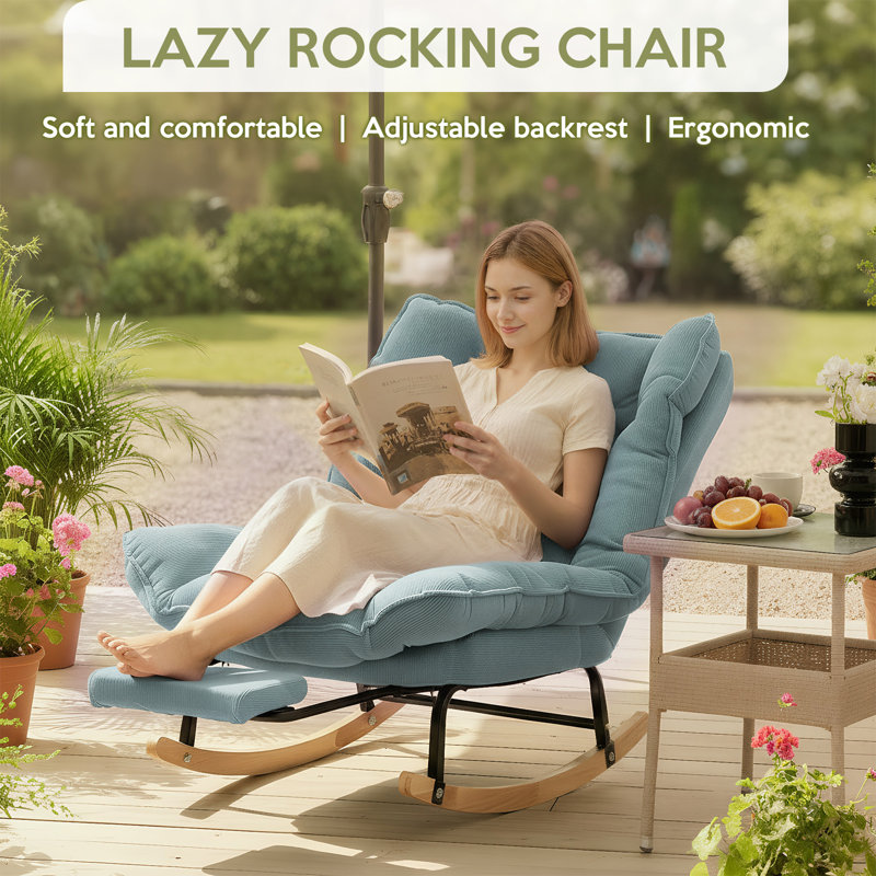 Chaise berçante Corduroy, Bleu clair