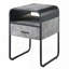 Table de bout ronde noire avec plateau et insert en rotin noir