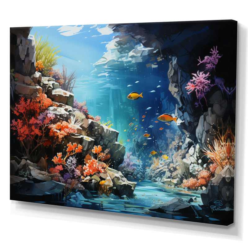 Aquariums Marine Wonders III - Aquariums, art mural, H 24 po x l 32 po x P 1 po, Toile tendue