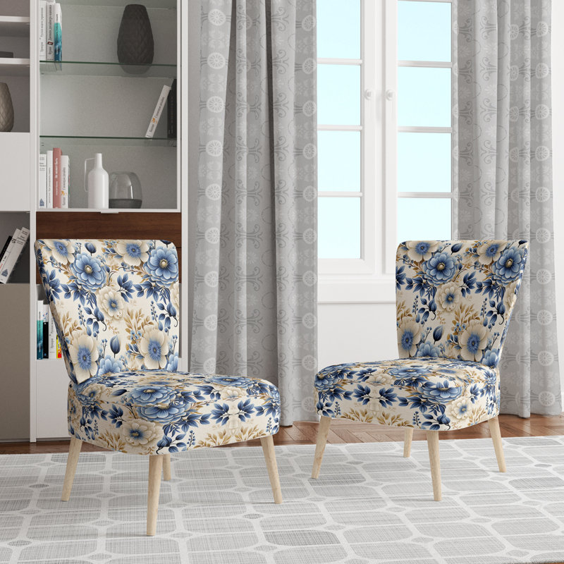 Chaise d'appoint rembourrée Classic Blue Harmony Bouquet