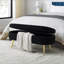 Banc de rangement repose-pieds ovale en flanelle avec pieds en métal - noir (43,5 po x 16 po x 16 po)-134096992
