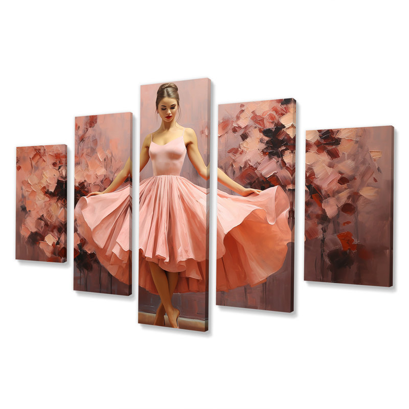 «Pink En Pointe Elegance Dance - Ballet Multipanel», art mural pour le salon