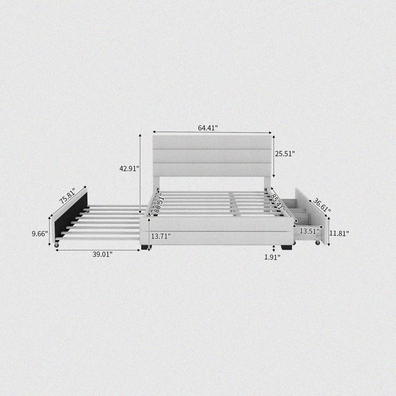 Lit plateforme tapissier Eraclio, Beige