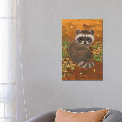 Raccoon And Mushrooms by Martin Hsu - Painting on Canvas