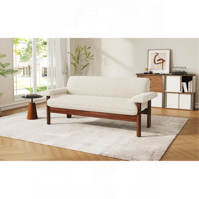 Modern Loveseat Sofa 2 Seater Couch 72.8" Loveseat Couch With Armrest Pillows For Living Room Or Small Space, Beige