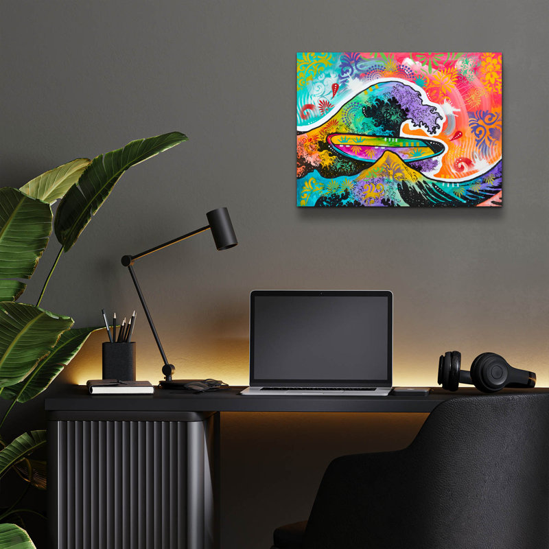 «Surf Hokusai» par Dean Russo, H 12 po x l 16 po x P 0,13 po