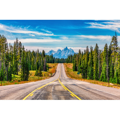 Road Into The Tetons by Art Wager - Wrapped Canvas Print