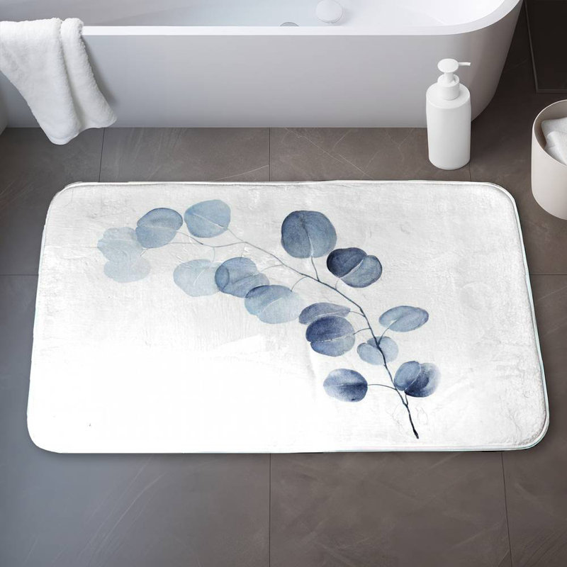A branch of eucalyptus Bath Mat with Non-Slip Backing - Quick Dry Memory Foam Bathroom Rug - Absorbent - Modern Plush Spa-Style - Machine Washable