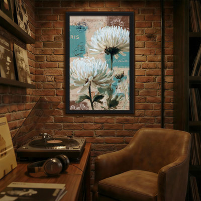 Plants & Flowers White Chrysanthemums Vintage Postcard Background