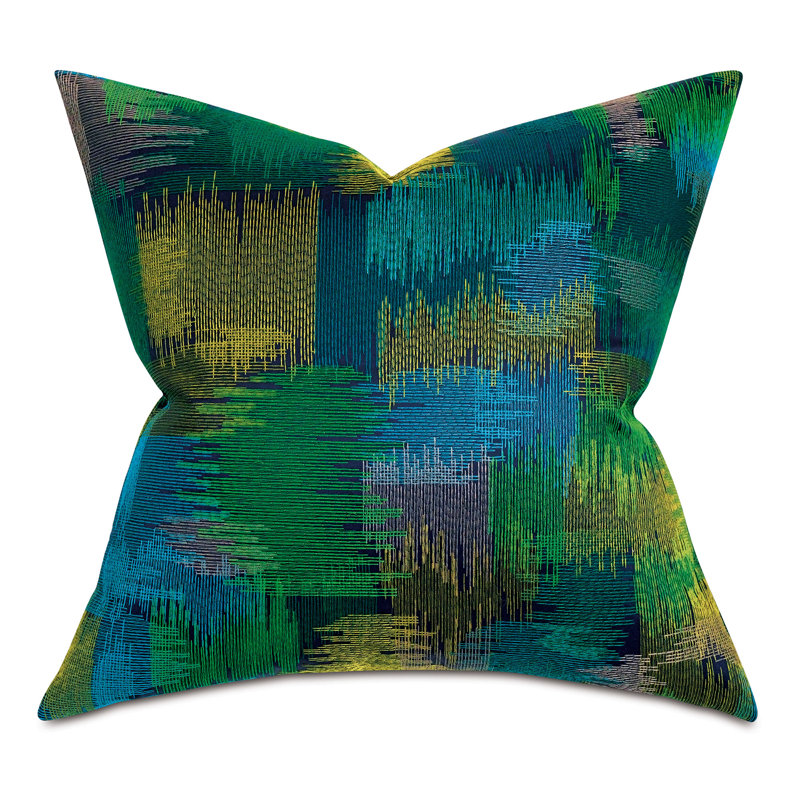 Embroidered Cotton Blend Reversible Throw Pillow