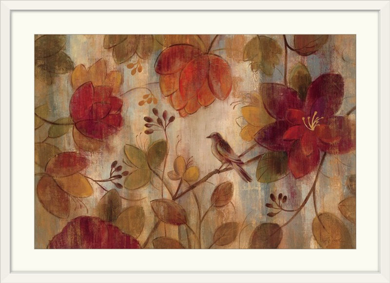 «Exotic Garden» par Aniessa, reproduction d'art, H 24 po x l 32 po x P 1 po, Cadre blanc