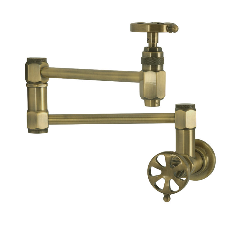 Kingston Belknap Wall Mount Pot Filler Faucet, Antique Brass