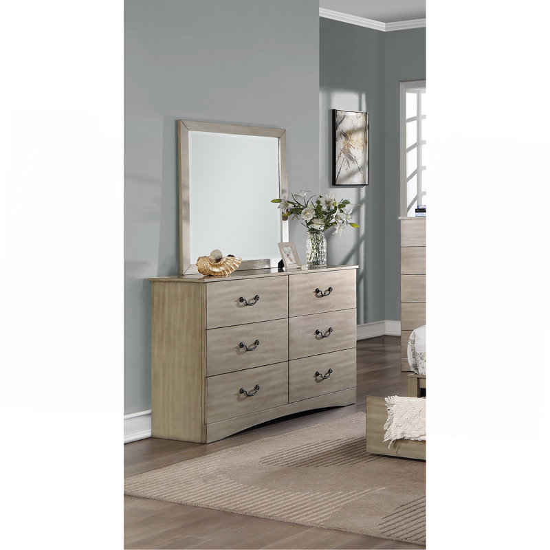Mobilier de chambre à coucher classique à 6 tiroirs avec finition argent antique classique