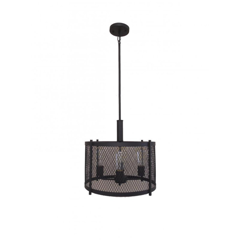 Luminaire suspendu tambour 4 lumières Glen, Bronze ébène