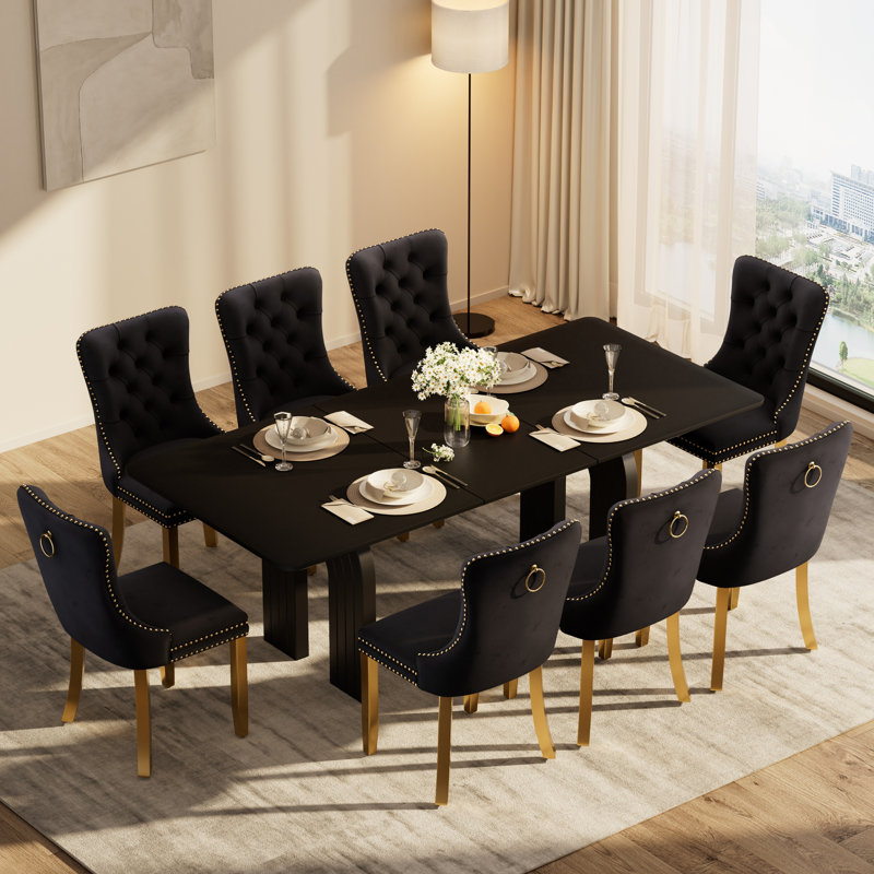 Ensemble de table de salle à manger ronde et transparente avec chaises capitonnées, ensemble de table de salle à manger moderne Mid-Century pour coin-repas de cuisine
