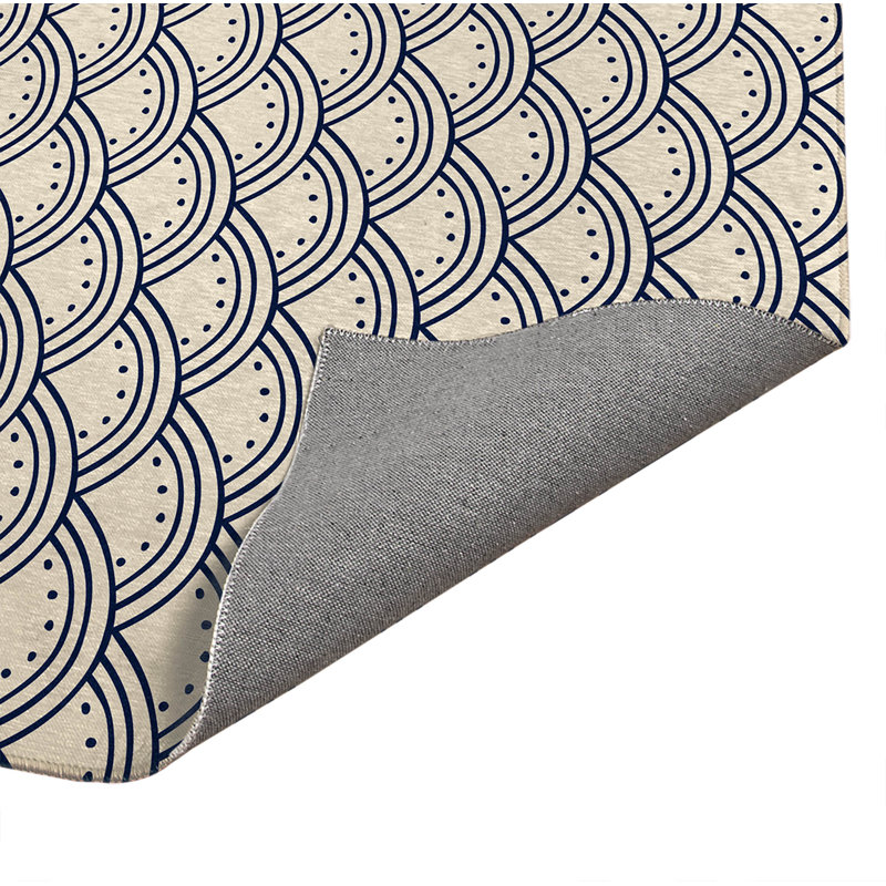 Tapis de cuisine Seigaiha, Rectangle 2' x 3', Deep Navy Geometric