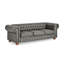 Chesterfield Sofa Tufted  Upholstered PU 3-Seater Sofa Scrolled Arms With Nailhead Decoration, DGY (88.5'X37'x28')