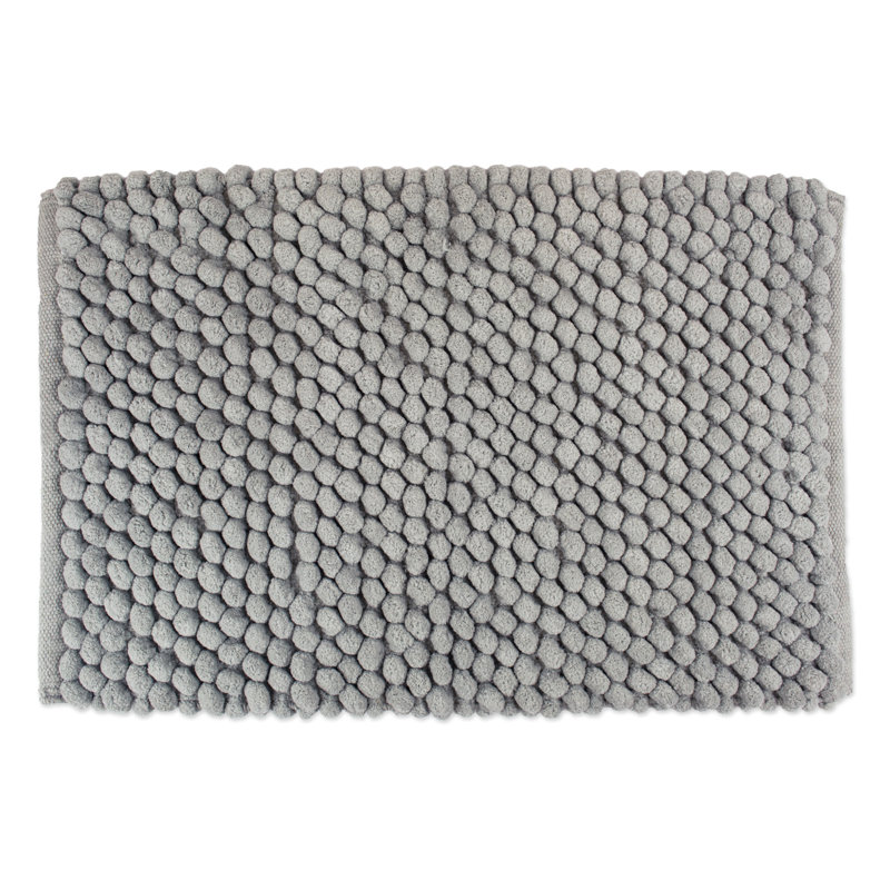 Dilly Cotton Blend Non-Slip Bath Rug, 17" W x 24" L, Gray