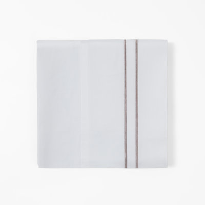 Stripe Sheet White with Embroidered Stripes 350 Thread Count Classic Modern Rustic Sheet Set
