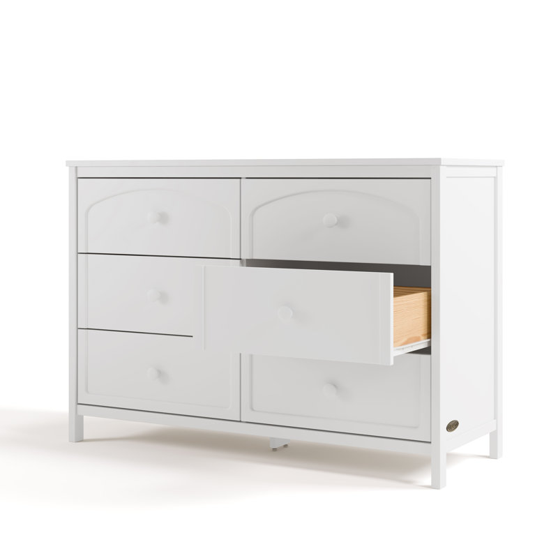 Olivia 6 Drawer Double Dresser, White